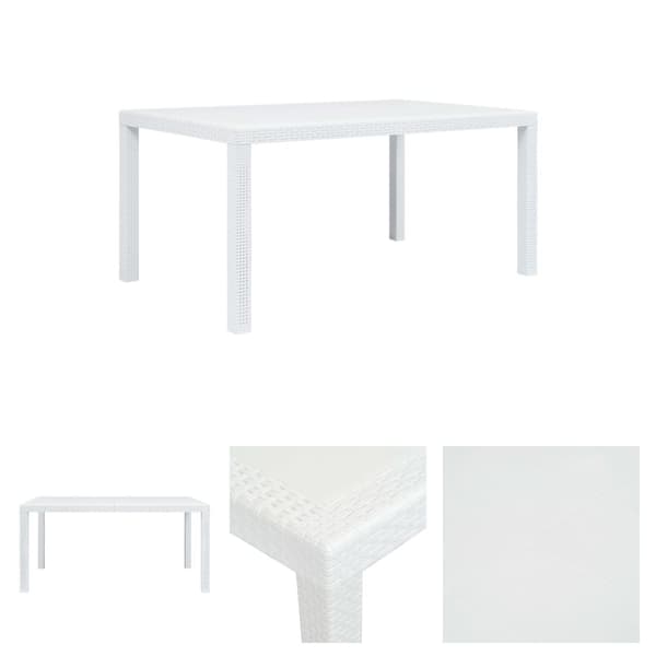 The Living Store havebord hvid 150 x 90 x 72 cm plastik rattanlook -  Haveborde