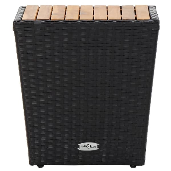 The Living Store tebord 41,5x41,5x43 cm polyrattan og massivt akacietræ sort -  Haveborde