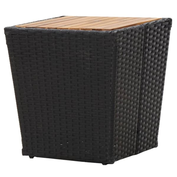 The Living Store tebord 41,5x41,5x43 cm polyrattan og massivt akacietræ sort -  Haveborde