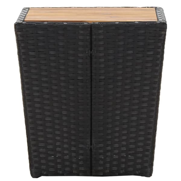 The Living Store tebord 41,5x41,5x43 cm polyrattan og massivt akacietræ sort -  Haveborde