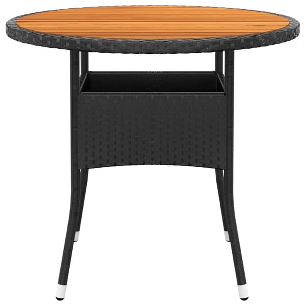 The Living Store havebord Ø80x75 cm akacietræ og polyrattan sort - Haveborde