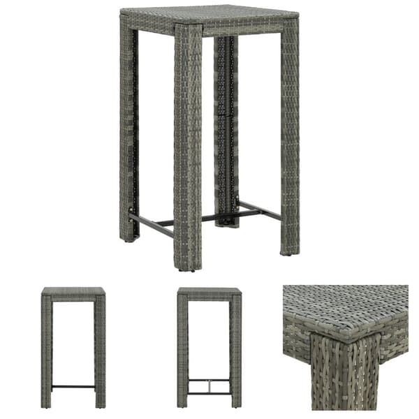 The Living Store barbord til haven 60,5x60,5x110,5 cm polyrattan grå -  Haveborde