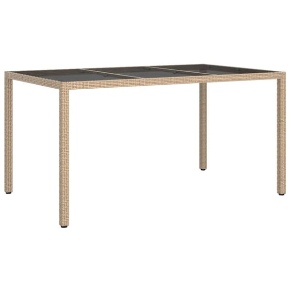 The Living Store havebord 150x90x75 cm hærdet glas og polyrattan beige - Haveborde