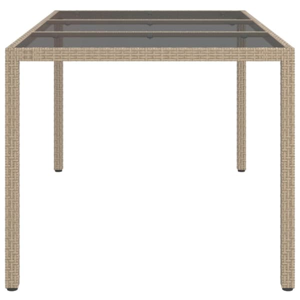 The Living Store havebord 150x90x75 cm hærdet glas og polyrattan beige - Haveborde