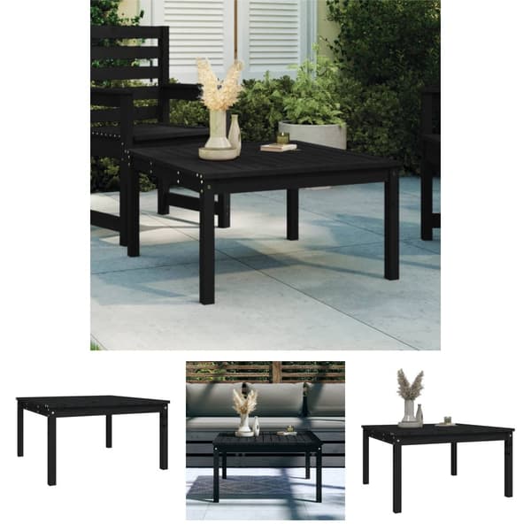 The Living Store havebord 82,5x82,5x45 cm massivt fyrretræ sort -  Haveborde