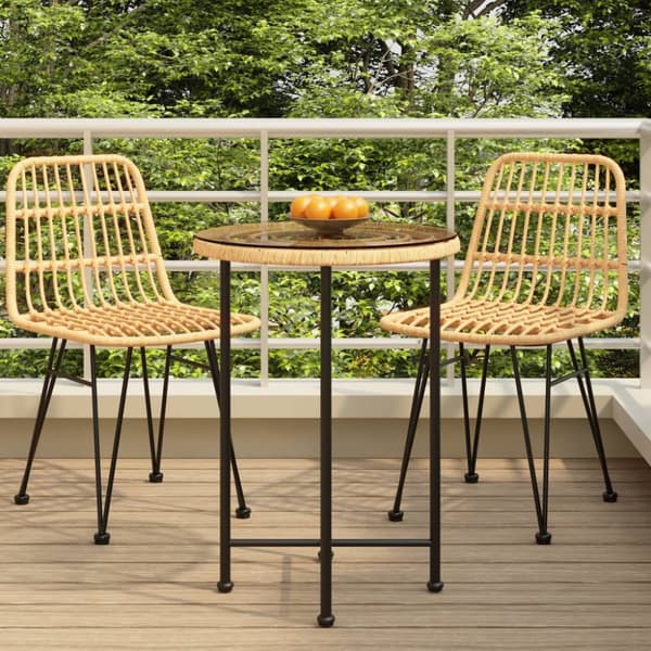 The Living Store Ruokapöytä Ø55 cm karkaistu lasi ja teräs -  Ulkopöydät