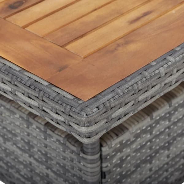 The Living Store udendørs spisebord polyrattan og massivt akacietræ grå - Haveborde