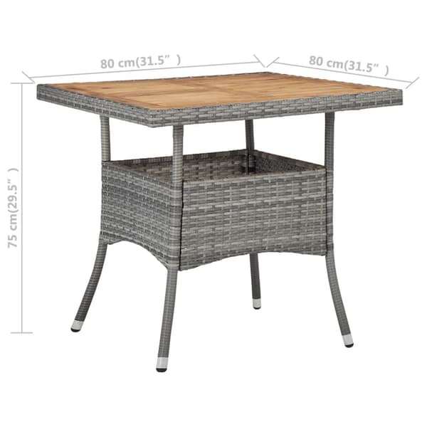 The Living Store udendørs spisebord polyrattan og massivt akacietræ grå - Haveborde