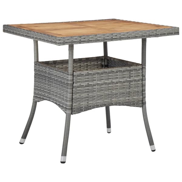 The Living Store udendørs spisebord polyrattan og massivt akacietræ grå - Haveborde