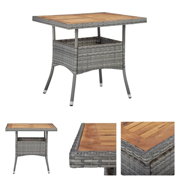 The Living Store udendørs spisebord polyrattan og massivt akacietræ grå - Haveborde