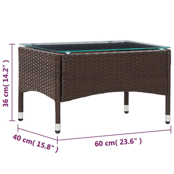 The Living Store sofabord 60x40x36 cm polyrattan brun -  Haveborde