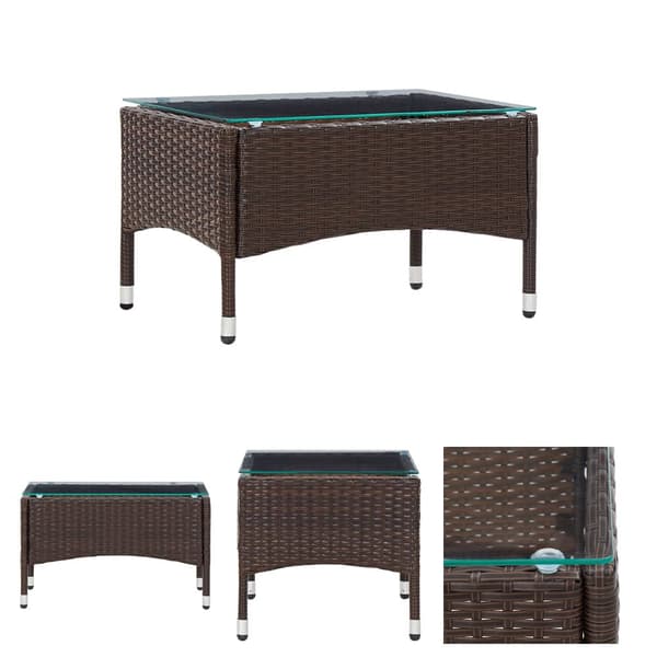 The Living Store sofabord 60x40x36 cm polyrattan brun -  Haveborde