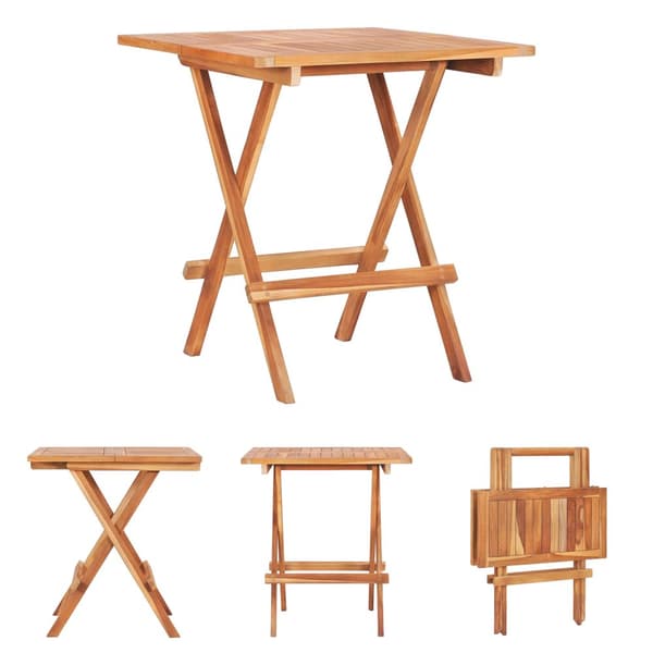 The Living Store Kokoontaittuva bistropöytä 60x60x65 cm täysi tiikki -  Ulkopöydät