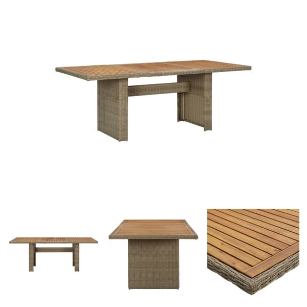 The Living Store Puutarhan ruokapöytä ruskea 200x100x74 cm polyrottinki - Ulkopöydät