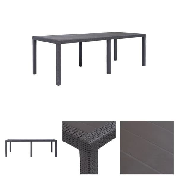 The Living Store havebord 220 x 90 x 72 cm plastik rattanlook brun -  Haveborde
