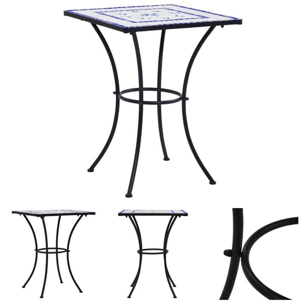 The Living Store Mosaiikkibistropöytä sininen ja valkoinen 60 cm keramiikka -  Ulkopöydät