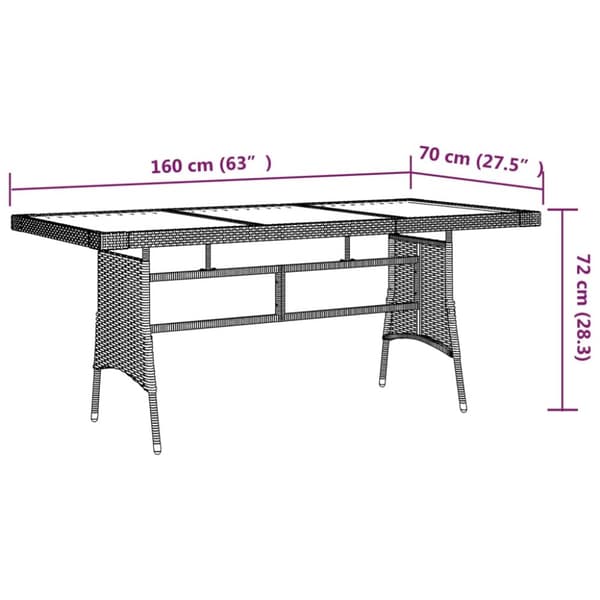 The Living Store havebord 160x70x72 cm polyrattan og massivt akacietræ sort - Haveborde