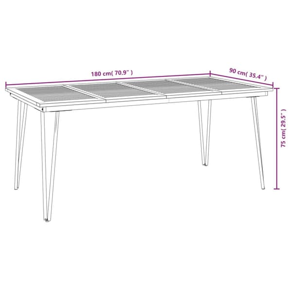 The Living Store Trädgårdsbord med hårnålsben 180x90x75 cm massivt akaciaträ -  Utebord