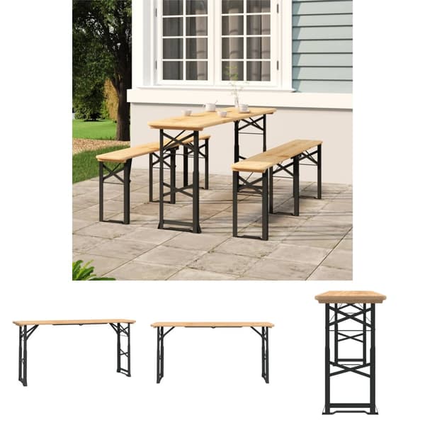The Living Store foldbart barbord 170x50x75/105 cm massivt grantræ -  Haveborde