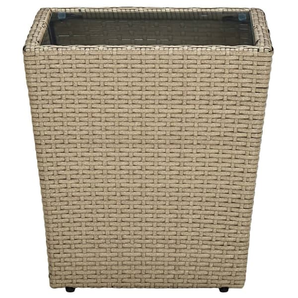The Living Store tebord 41,5x41,5x44 cm polyrattan og hærdet glas beige - Haveborde