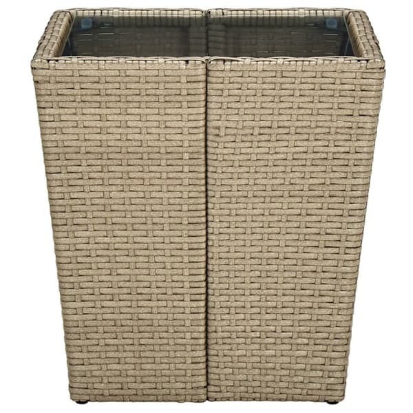 The Living Store tebord 41,5x41,5x44 cm polyrattan og hærdet glas beige - Haveborde