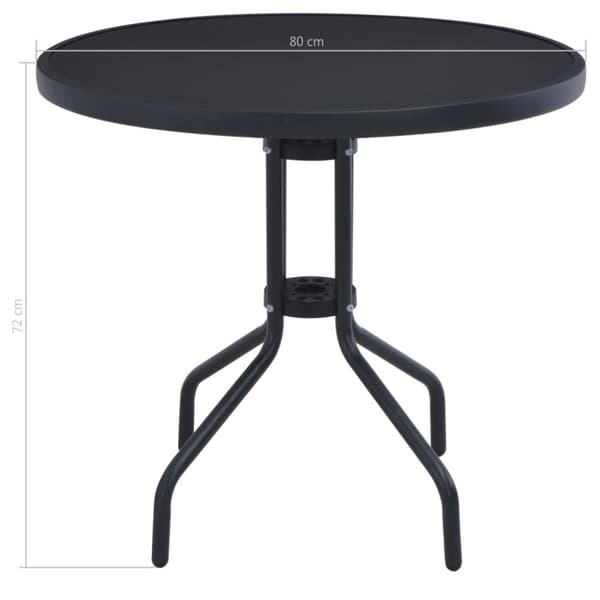 The Living Store havebord 80 cm stål og glas sort - Haveborde