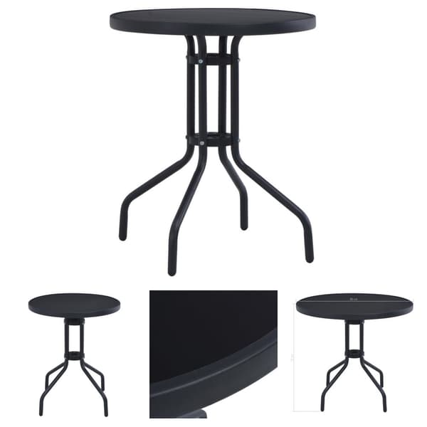 The Living Store havebord 80 cm stål og glas sort - Haveborde