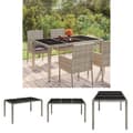 Miniatyrbillede 1 af 8: The Living Store havebord med glastop 150x90x75 cm polyrattan grå -  Haveborde
