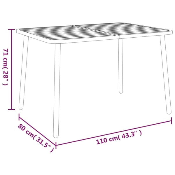 The Living Store Trädgårdsbord antracit 110x80x71 cm stål - Utebord