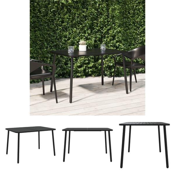 The Living Store Trädgårdsbord antracit 110x80x71 cm stål - Utebord