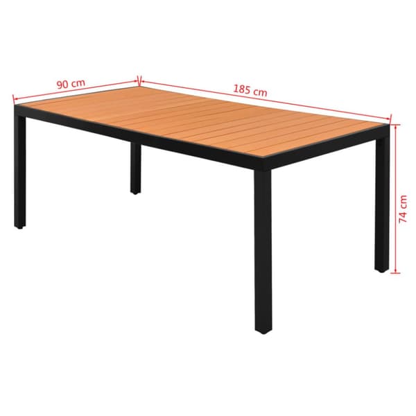 The Living Store havebord WPC aluminium 185 x 90 x 74 cm brun -  Haveborde