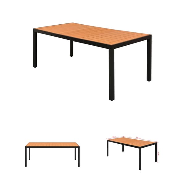 The Living Store havebord WPC aluminium 185 x 90 x 74 cm brun - Haveborde