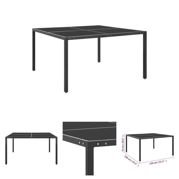 The Living Store havebord 130x130x72 cm stål og glas antracitgrå - Haveborde