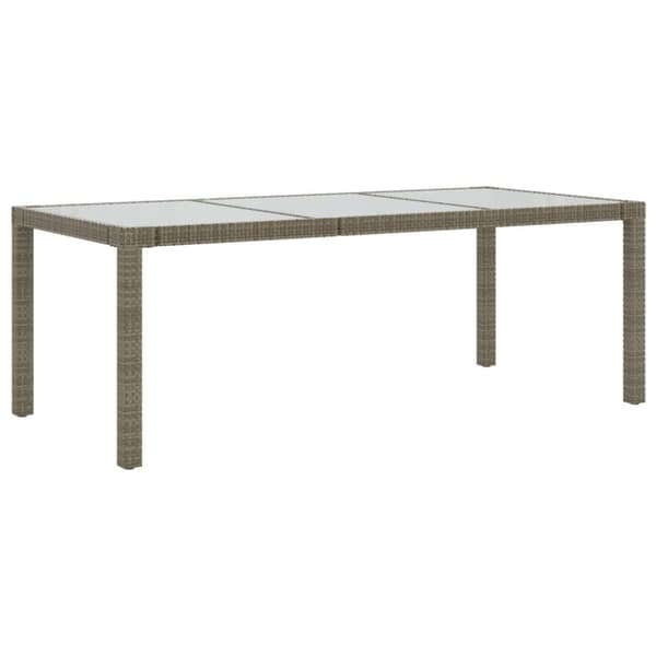 The Living Store havebord 190x90x75 cm hærdet glas og polyrattan grå - Haveborde