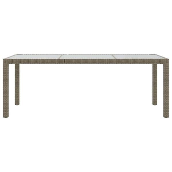The Living Store havebord 190x90x75 cm hærdet glas og polyrattan grå - Haveborde