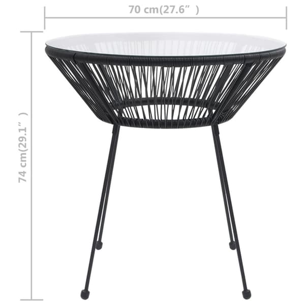 The Living Store havebord Ø70x74 cm rattan og glas sort - Haveborde