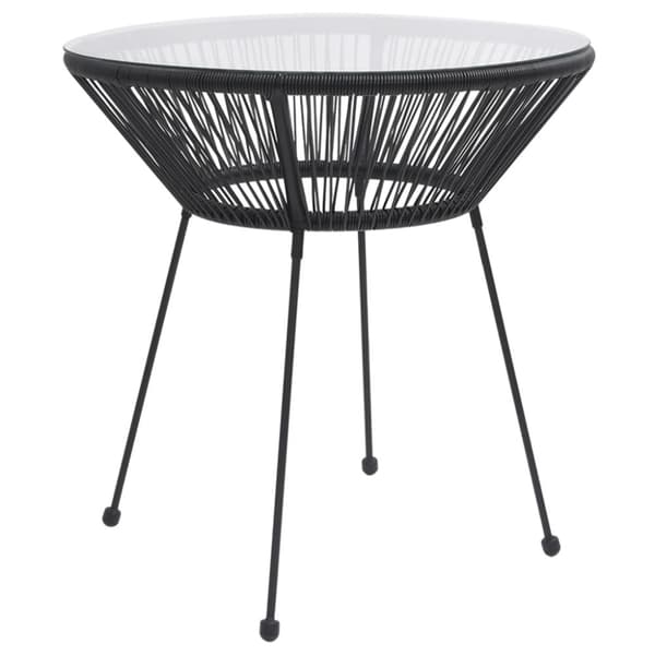 The Living Store havebord Ø70x74 cm rattan og glas sort - Haveborde