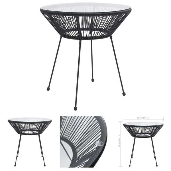 The Living Store havebord Ø70x74 cm rattan og glas sort - Haveborde