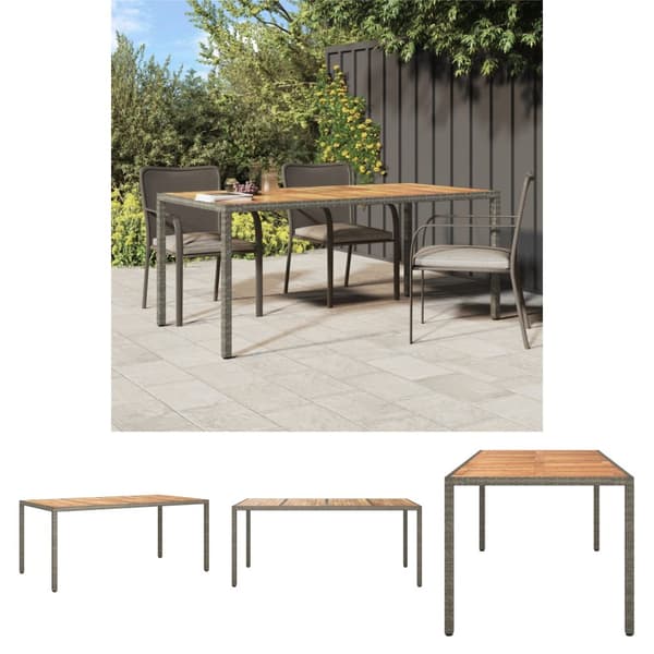 The Living Store havebord 190x90x75 cm polyrattan og akacietræ grå -  Haveborde
