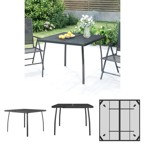 The Living Store havebord 100x100x72 cm stål og meshstof antracitgrå - Haveborde