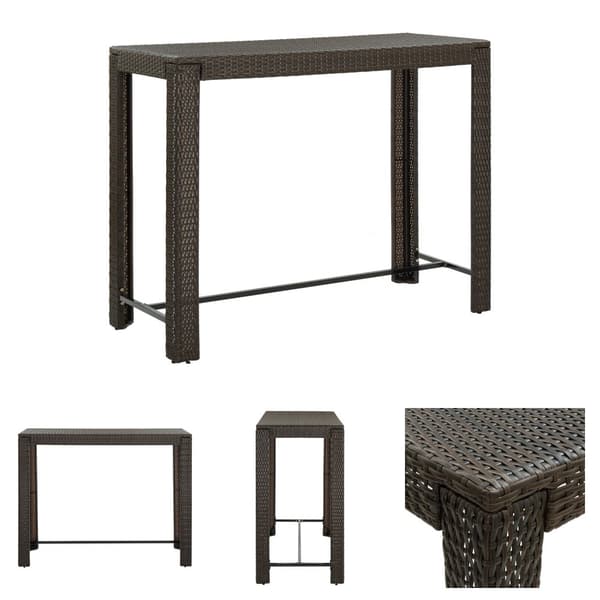The Living Store barbord til haven 140,5x60,5x110,5 cm polyrattan brun - Haveborde