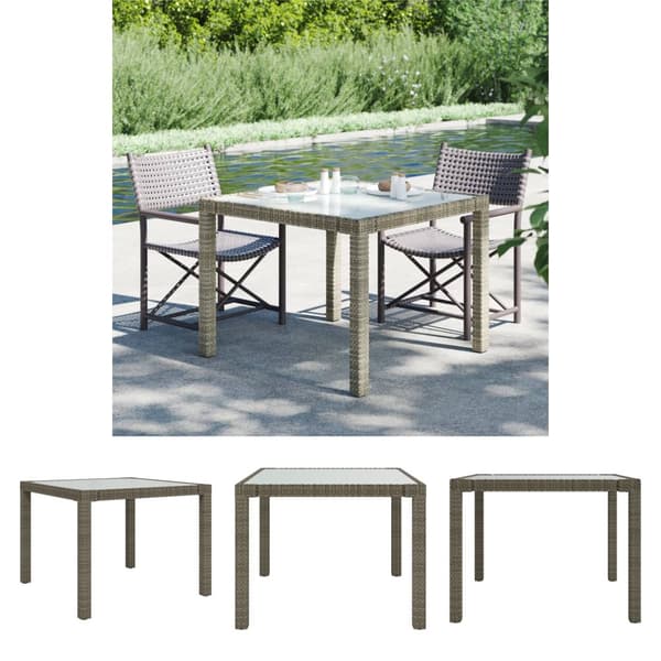 The Living Store havebord 90x90x75 cm hærdet glas og polyrattan grå - Haveborde