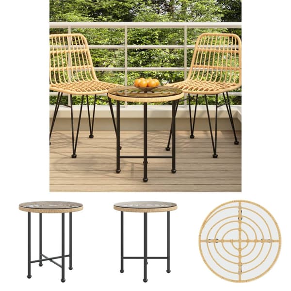 The Living Store Ruokapöytä Ø50 cm karkaistu lasi ja teräs -  Ulkopöydät