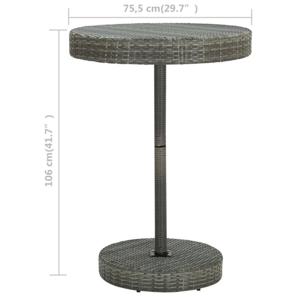 The Living Store havebord 75,5x106 cm polyrattan grå - Haveborde
