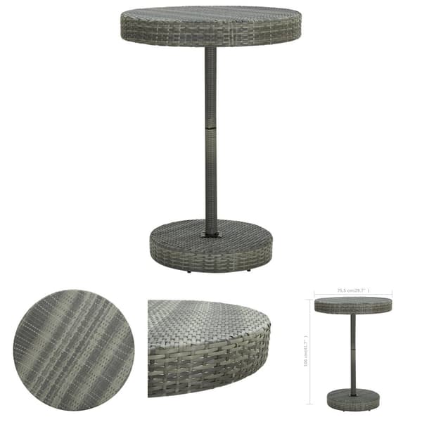 The Living Store havebord 75,5x106 cm polyrattan grå -  Haveborde