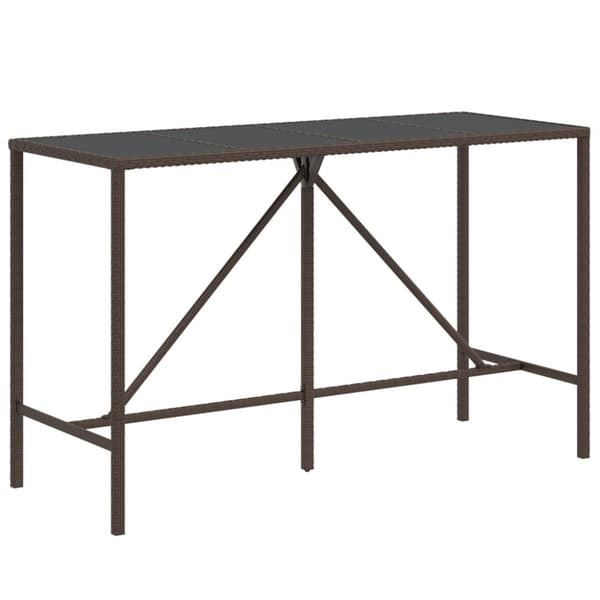 The Living Store barbord med glasplade 180x70x110 cm polyrattan brun - Haveborde