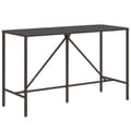 Miniatyrbillede 3 af 7: The Living Store barbord med glasplade 180x70x110 cm polyrattan brun -  Haveborde