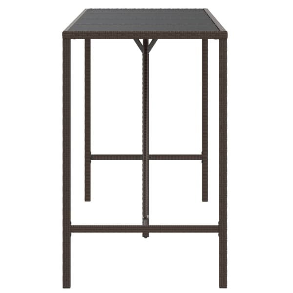 The Living Store barbord med glasplade 180x70x110 cm polyrattan brun - Haveborde