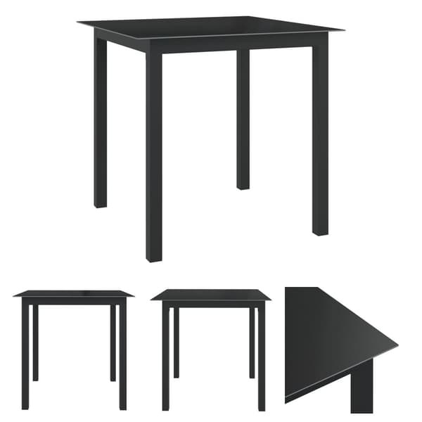 The Living Store Puutarhapöytä musta 80x80x74 cm alumiini ja lasi -  Ulkopöydät