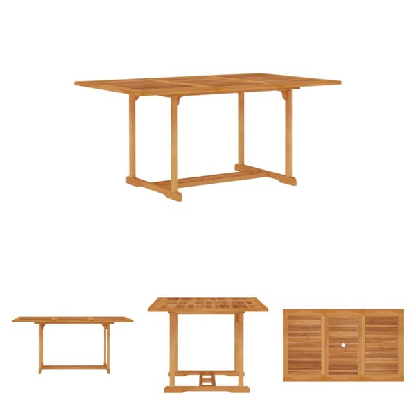 The Living Store Puutarhapöytä 150x90x75 cm täysi tiikki -  Ulkopöydät